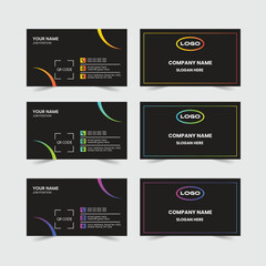  Clean corporate business card design template creative luxury elegant business with front and back horizontal card business card orientation presentation.