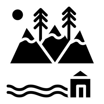 Ski Lodge icon vector image. Can be used for Ski Resort.