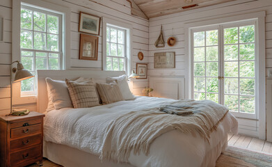 bedroom interior design Cottage Style Generative AI