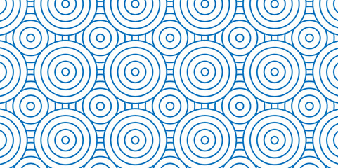 Fototapeta na wymiar Modern diamond geometric waves spiral pattern and abstract circle wave lines. blue seamless tile stripe geomatics overlapping create retro square line backdrop pattern background. Overlapping Pattern.