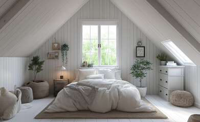 bedroom interior design Scandinavian Style Generative AI