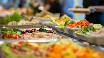 A fantastic buffet featuring vegetables, meat, and fruits at the new hotel