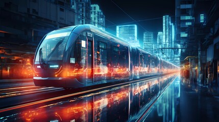 Fototapeta premium modern rail transport - train, transport, commuter, metro, transit, public, urban, transportation