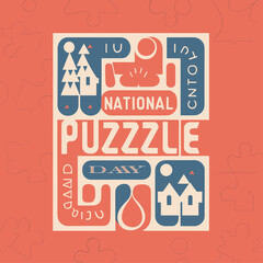 national puzzle day typography ,  national puzzle day  calligraphy , national puzzle day lettering ,national puzzle day