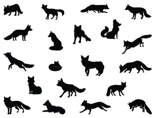 Fox silhouette vector art white background