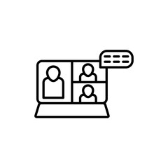 Online Meeting Vector Line Icon Illustration.