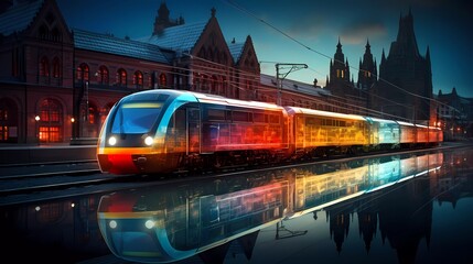 Fototapeta na wymiar modern rail transport - train, transport, commuter, metro, transit, public, urban, transportation