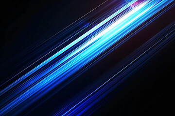 Blue diagonal light beams with glowing edges on a dark background