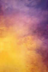 Grainy texture background in yellow and purple tones. Rough wall surface of modern colors and gradients. Frame with abstract design pattern.