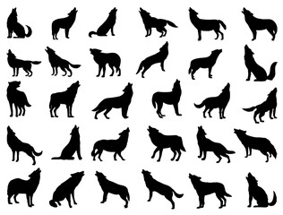 Howling Wolf silhouette vector art white background