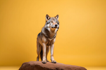 wolf isolated on yellow background