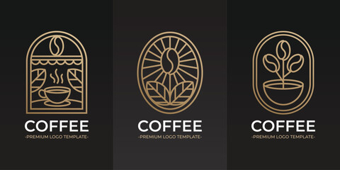 Creative Line Art Coffee Logo Collection Set