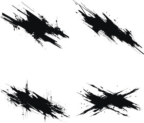 vector Modern brush stroke grunge on white background- black painted brush stroke