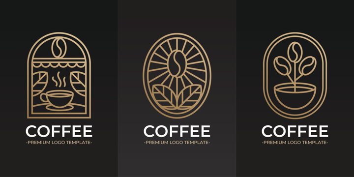 Creative Line Art Coffee Logo Collection Set