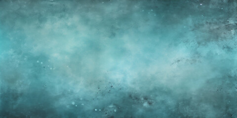 Grainy texture background in blue tones. Rough wall surface of modern colors and gradients. Frame with abstract design pattern.