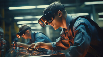 Augmented reality goggles aiding assembly line workers