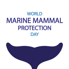 Marine mammal protection world day whale tail, vector art illustration.