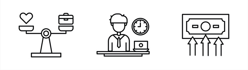 workaholic icon set, worker icon vector illustration