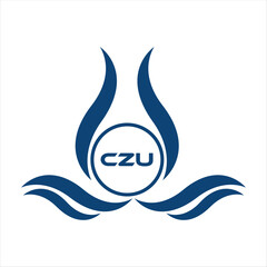 CZU letter water drop icon design with white background in illustrator, CZU Monogram logo design for entrepreneur and business.
 - obrazy, fototapety, plakaty