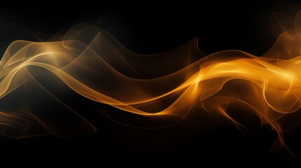 Abstract Golden Waves Flowing Gracefully Against a Dark Background