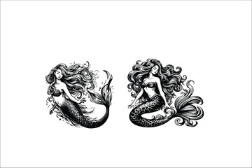 Aqua Fables: Professional Charming Mermaid Graphics Vector