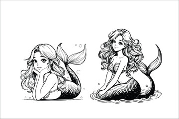 Aqua Fables: Professional Charming Mermaid Graphics Vector