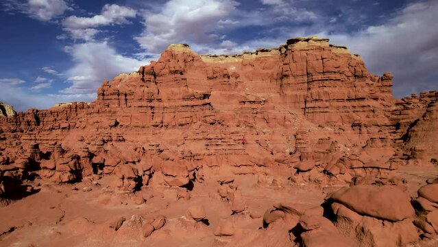 Cinematic Sunrise over Red Canyon Lands: Majestic Mountain Cliffs and Desert Landscape