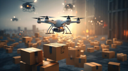 Autonomous drones delivering components to different assembly points