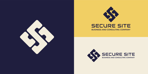 abstract initial letter SS logo in gold and yellow color isolated in blue navy background applied for business company logo design also suitable for the brands or companies that have initial name SS - obrazy, fototapety, plakaty