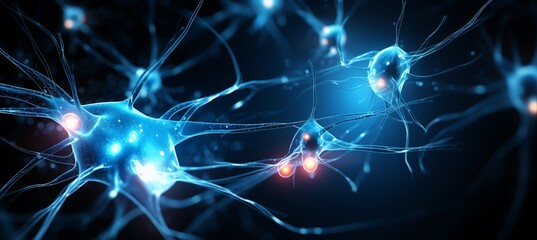 Abstract background with neuron cells connection in a futuristic and scientific concept