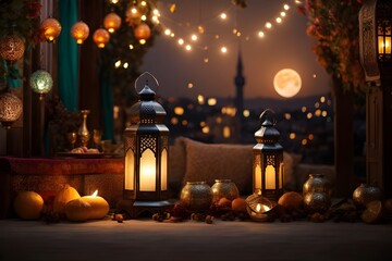 Obraz na płótnie Canvas Ramadan muslim Islamic festive background 