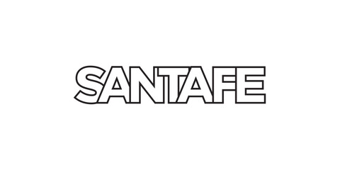 Santa Fe in the Argentina emblem. The design features a geometric style, vector illustration with bold typography in a modern font. The graphic slogan lettering.