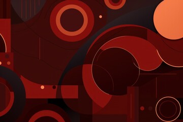 Colorful animated background, in the style of linear patterns and shapes, rounded shapes, dark cocoa and red, flat shapes