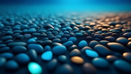 Obraz premium Blue pebbles, abstract sea stones with natural texture in blue color