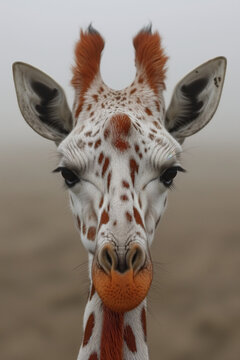 A zoomed-in image of a giraffe's stylish and patterned neck, spotlighting its distinctive spots and texture.