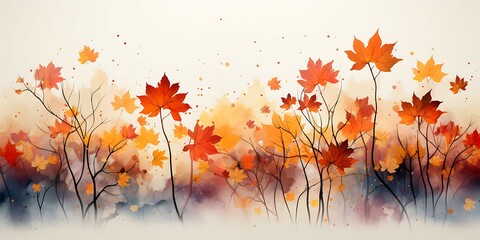 Watercolor abstract background autumn collection - obrazy, fototapety, plakaty