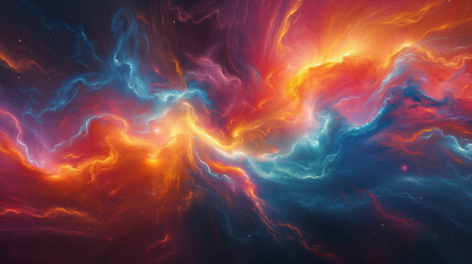 A chaotic burst of vibrant colors blending together, creating a visually stunning abstract composition.