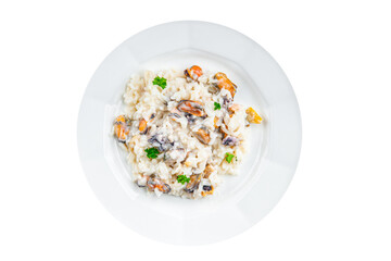 risotto seafood rice fresh delicious eating cooking appetizer meal food snack on the table copy space food background rustic top view