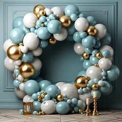 Fototapeta na wymiar Balloon garland decoration elements. Frame arch for wedding, birthday, baby shower party celebration
