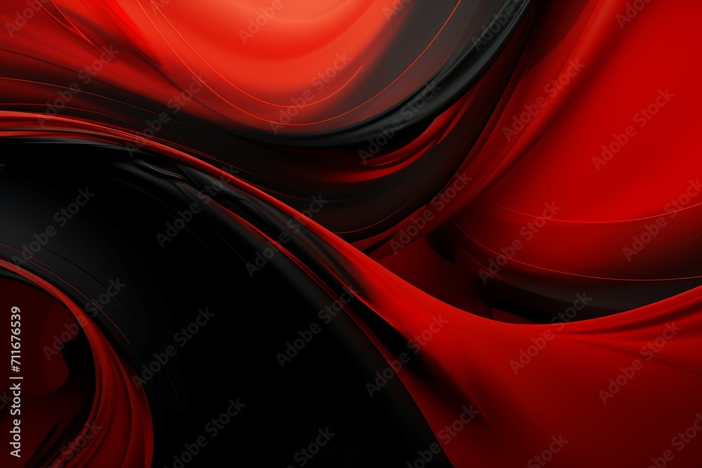 Aufkleber Abstract 3d black and red design with wave
