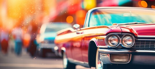 Enchanting blurred bokeh effect showcasing the vibrant crowd at a captivating car show