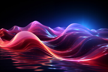 Abstract futuristic background with glowing neon wave bokeh magenta Generated AI