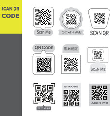 Scan QR code icon set. Digital scanning qr code. QR code scan for app smartphone. QR code for payment. Scan QR code symbol isolated - stock vector illustration