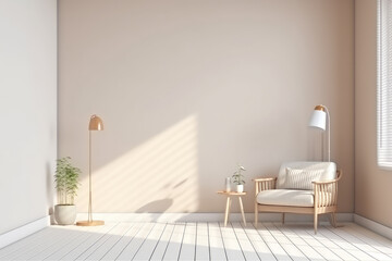 Empty interior room modern, white minimalist. 3d render illustration.