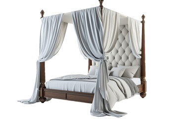 Elegant Four Poster Bed With White Canopy