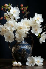 Beautiful flowers and twigs in a vase