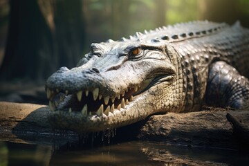 Obraz premium American Crocodile resting at Belgrade Zoo