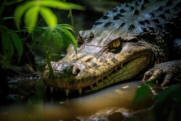 Fototapeta premium American Crocodile resting at Belgrade Zoo