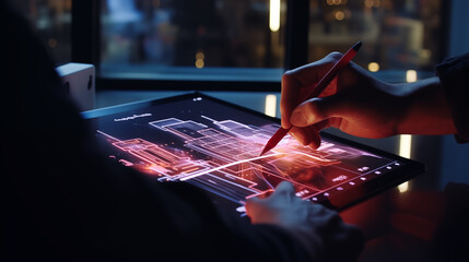 Maschinenbau, 3D Konstruktion, technische Zeichnungen, tablet