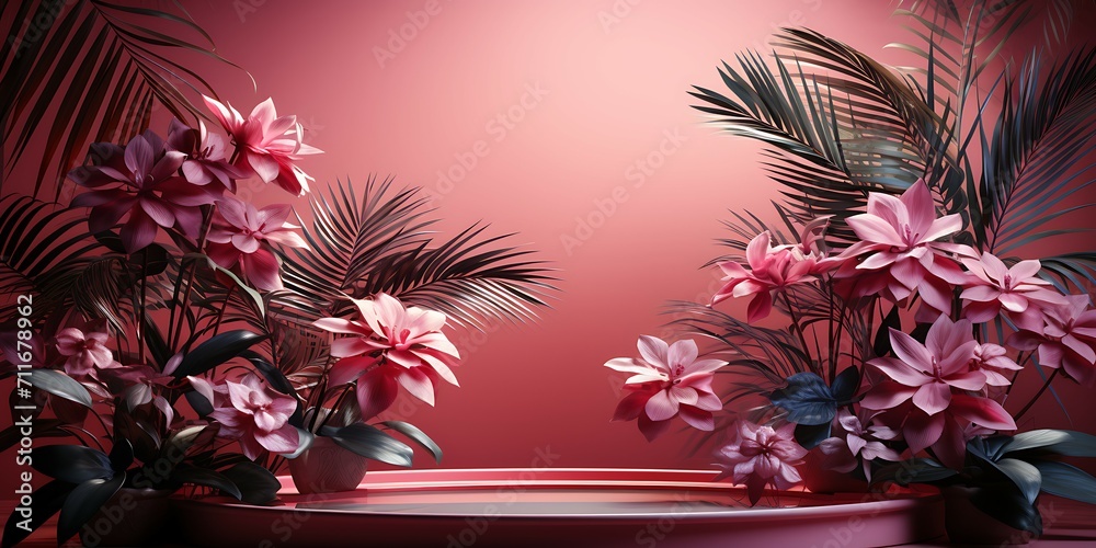 Poster Abstract pink color gradient studio background for product presentation
